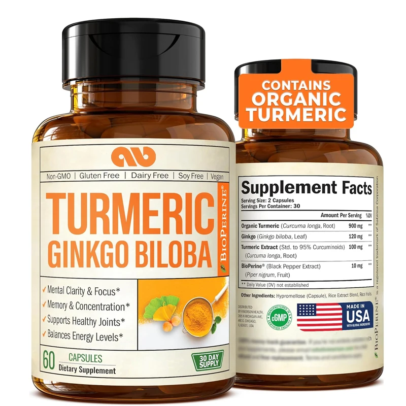 Turmeric Curcumin Capsule - Organic Turmeric Curcumin Supplement with Ginkgo