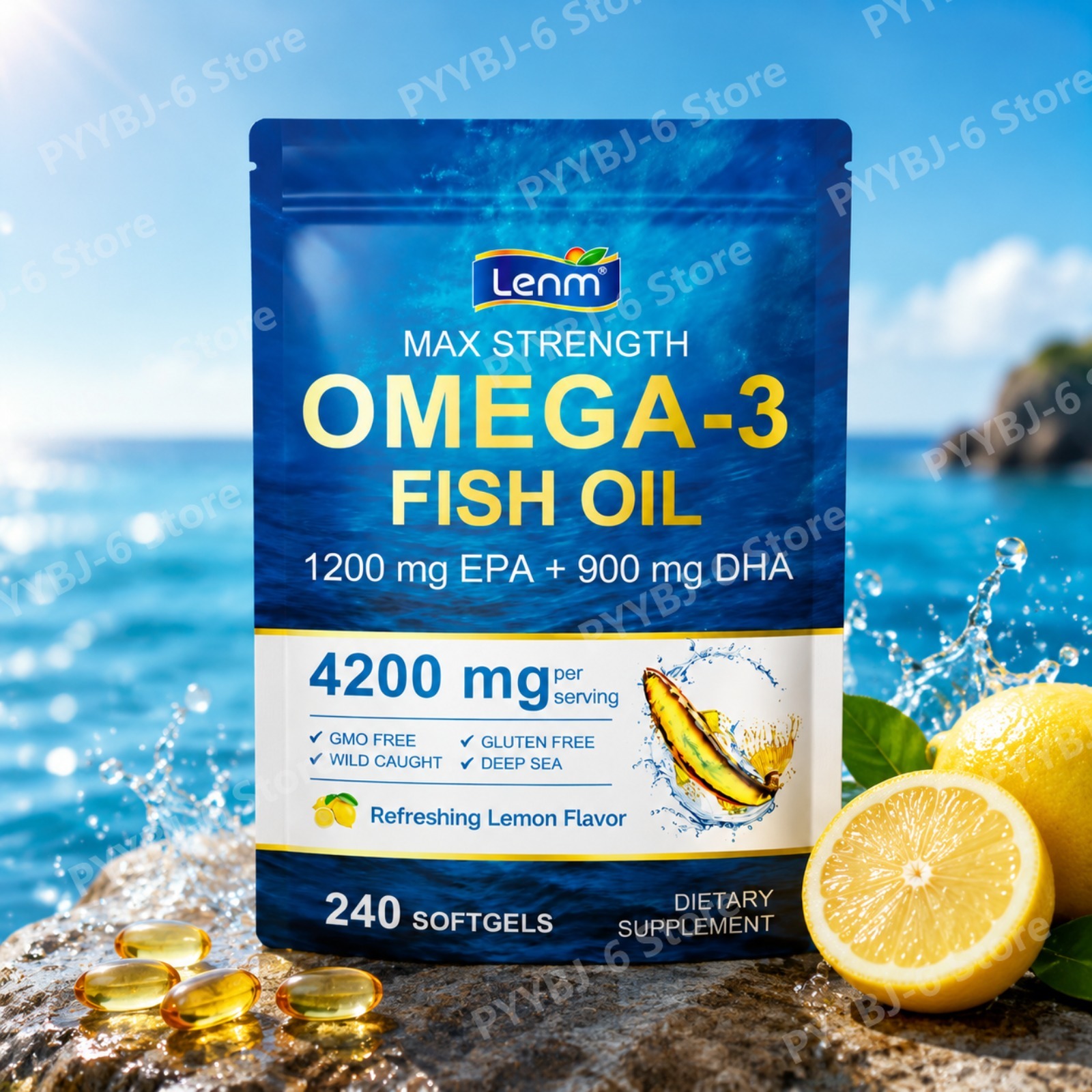 Omega 3 Fish Oil - Lenm Triple Strength Omega-3 4200mg Fish